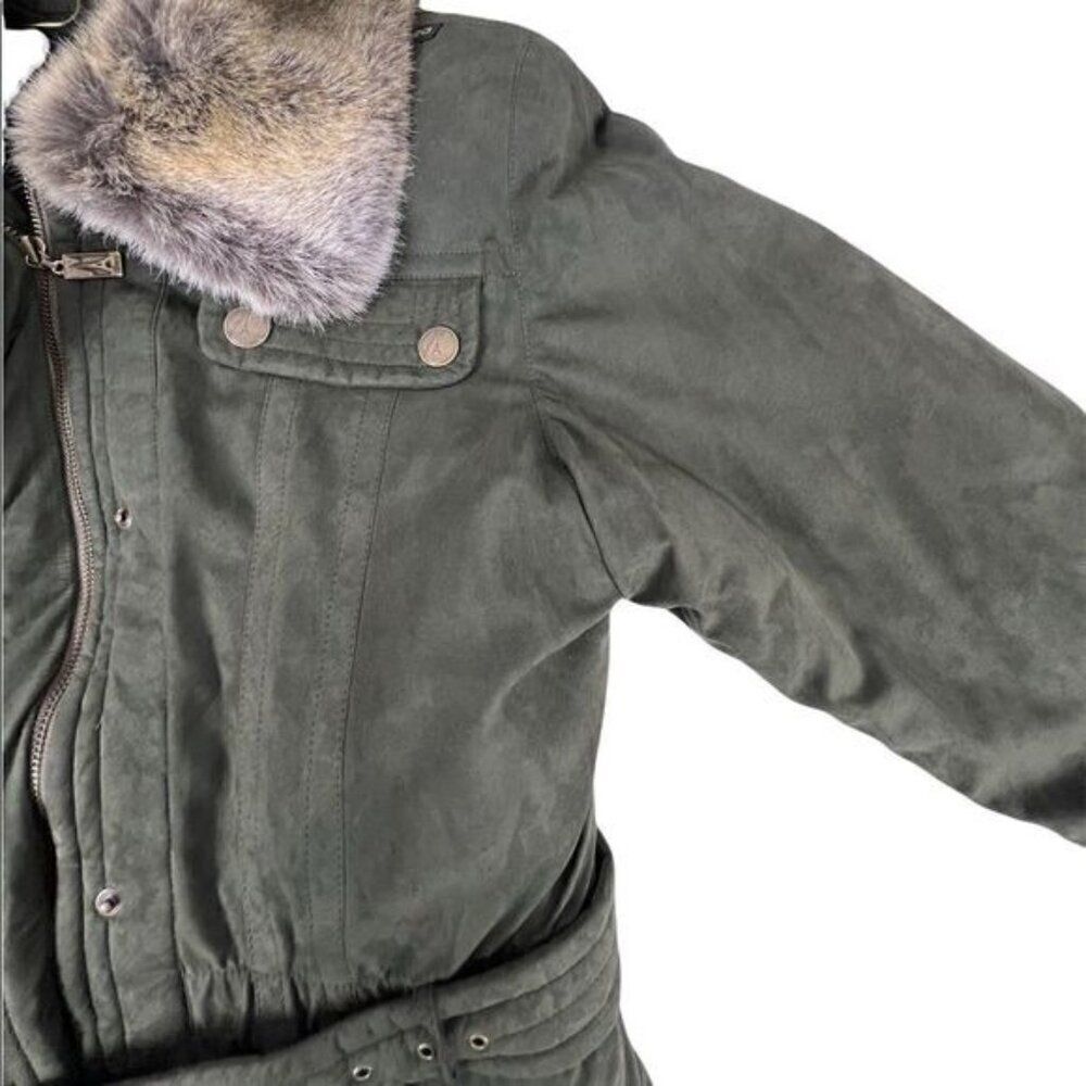 SKEA WOMENS FAUX SUEDE/VELVET AND FUR SKI JACKET SIZE 10 GREEN - Picture 6 of 14